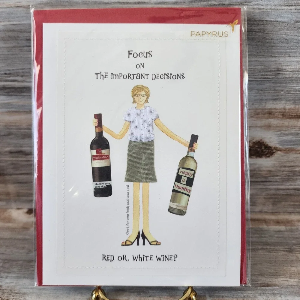 Papyrus Birthday Friendship Card Red or White Wine Humorous Greeting Card NIP